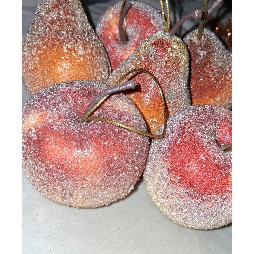 Glittered Apple Christmas Ornaments Set of 6